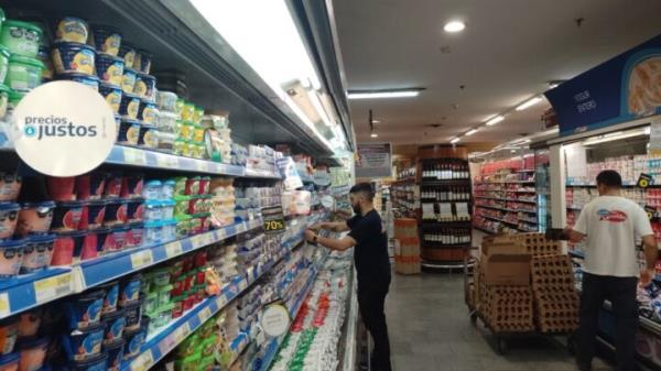 A supermarket in Buenos Aires displays a sign from the 