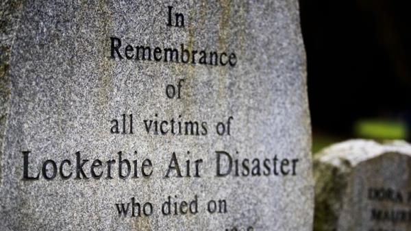 The Stone of Remembrance at the Memorial Garden, Dryfesdale Cemetery, in Lockerbie, as people prepare to mark the 30th anniversary of the Lockerbie bombing.