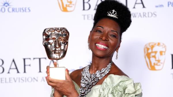 Baro<em></em>ness Floella Benjamin in the press room after being presented with the BAFTA Fellowship award at the BAFTA TV Awards 2024, at the Royal Festival Hall in London. Picture date: Sunday May 12, 2024. PA Photo. See PA story SHOWBIZ Bafta. Photo credit should read: Ian West/PA Wire