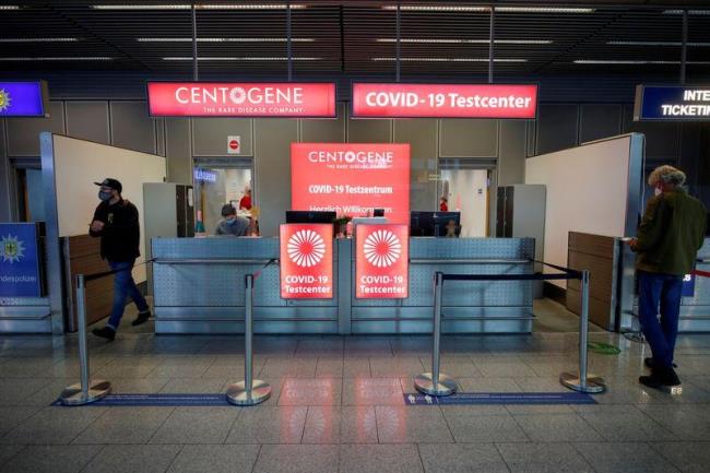 Duesseldorf Airport as EU countries impose a travel ban from the UK