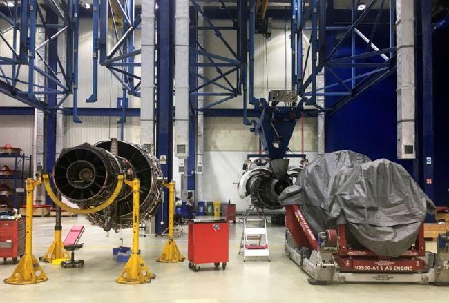 Engines are seen at MTU Maintenance in Zhuhai