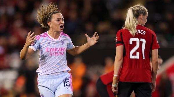 Republic of Ireland captain Katie McCabe celebrates after Arsenal's second goal