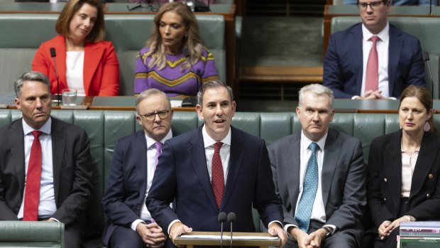 Treasurer Jim Chalmers delivering the federal budget earlier this month, which included the revamped stage 3 perso<em></em>nal tax cuts.