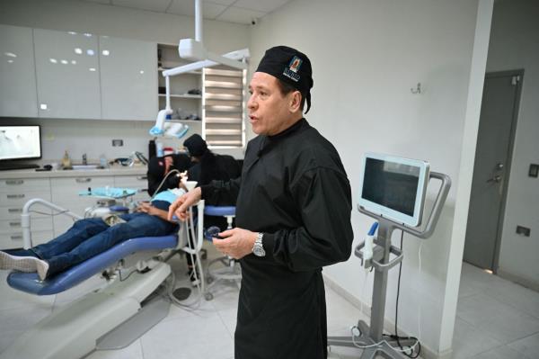 Dentist Dr Rubio at the Rubio Dental Group offices in the border town of Los Algodones.