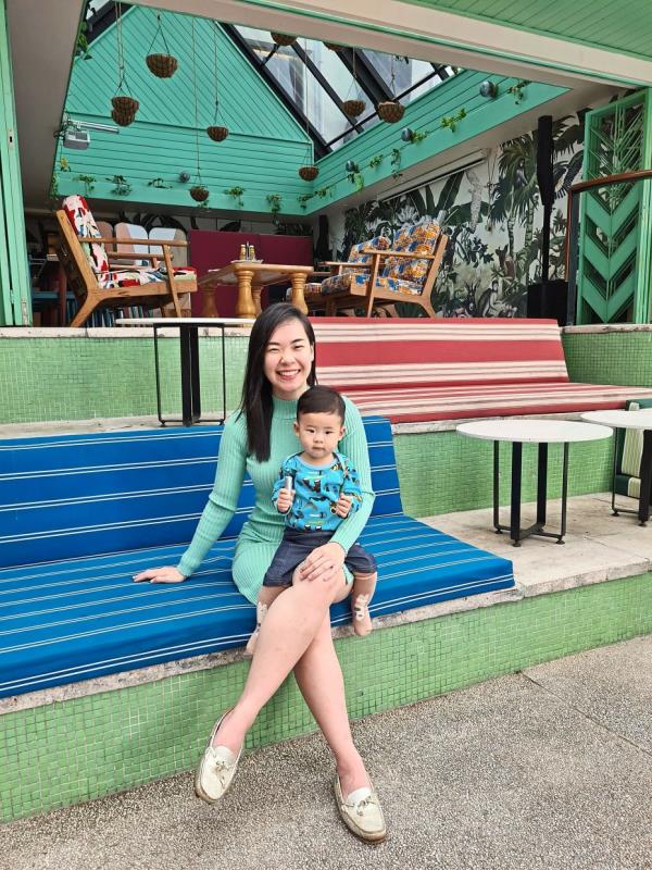 First-time mum Yeoh with her 11-month-old baby boy 'Hann Hann'. Photo: Cassandra Yeoh