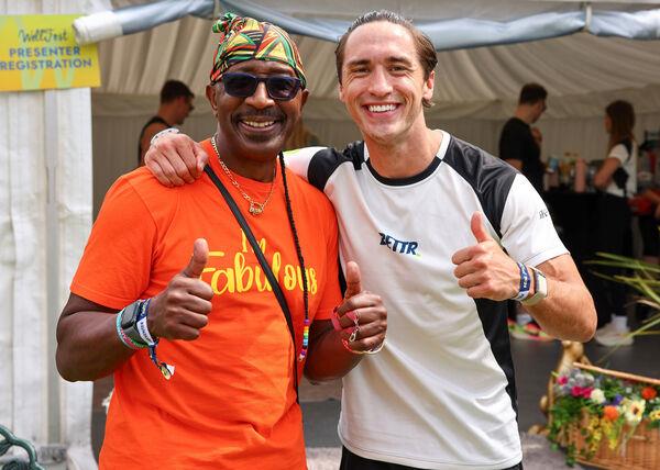 Mr Motivator and Greg O'Shea. Picture: Marc O'Sullivan