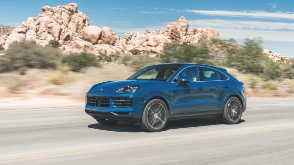 2024 Porsche Cayenne S Coupe action front three quarter