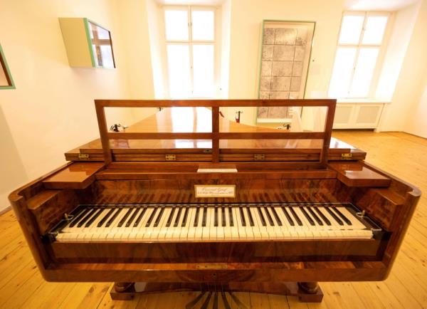 A piano used by German composer Ludwig van Beethoven is seen on display at the Beethovenhaus museum, wher<em></em>e Beethoven spent some of his summers and composed sections of his Ninth Symphony, on April 30, 2024 in Baden bei Wien, Austria. — AFP pic