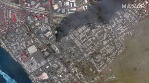 A satellite image shows an infrared overview an area in Lahaina, Maui County</p>

<p>　　Pic:Maxar/Reuters</p>

<p>　　
