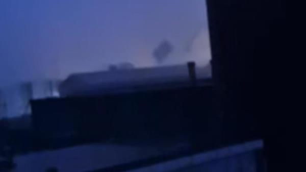 Debris is sent flying by wind speed of up to 104mph in Jersey