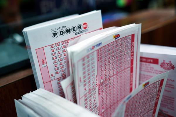 Powerball multi-state lottery tickets at a retailer in Washington, DC USA, 02 April 2024.