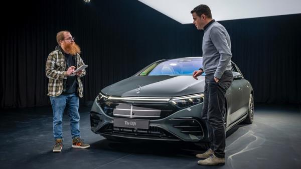 2024 Mercedes EQS with writer and engineer.