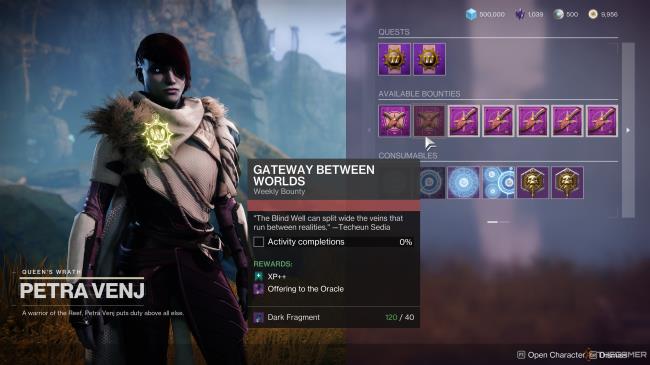 Destiny 2 Gateway Between Worlds Bounty