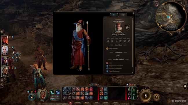 Elminster's character statistics as shown in Baldur's Gate 3.