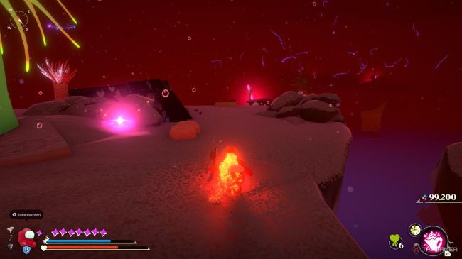Another Crab's Treasure - Kril is next to a pink swirling mist in The Unfathom