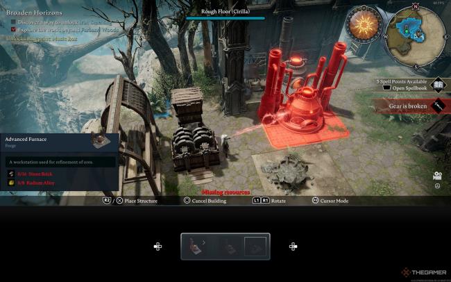 A player placing Advanced Furnace in V Rising.