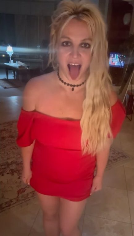 Britney Spears poking her to<em></em>ngue out in an Instagram video