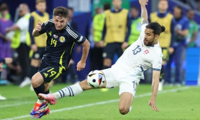 Billy Gilmour in action against Switzerland. 