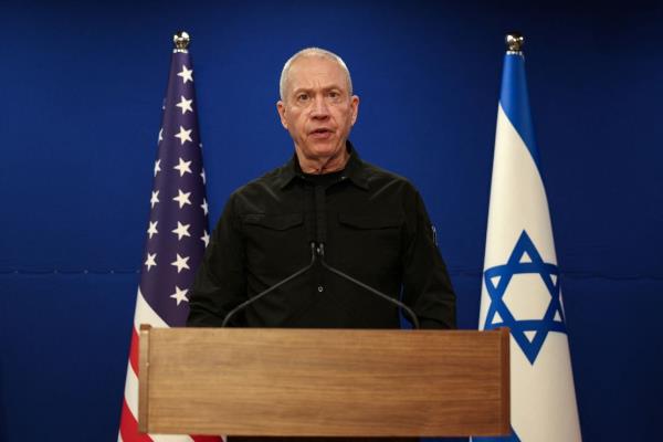 Israeli Defense Minister Yoav Gallant speaks during a joint press co<em></em>nference with U.S. Secretary of Defense Lloyd Austin at Israel's Ministry of Defense in Tel Aviv, Israel December 18, 2023. REUTERS/Violeta Santos Moura
