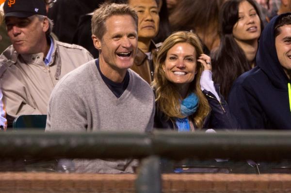 Steve Kerr ands his wife Margot at a San Francisco Giants game in 2014.