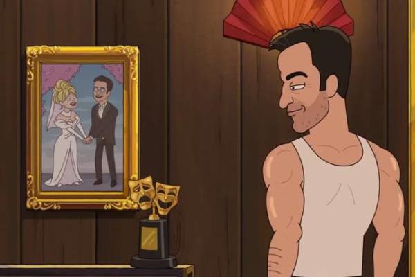 Hugh made a joke a<em></em>bout his wedding to his now-estranged wife. Credits: Adult Swim