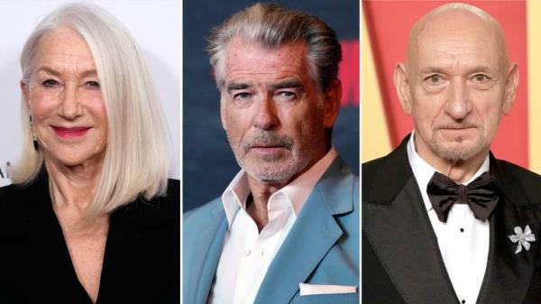 Helen Mirren, Pierce Brosnan and Ben Kingsley</p>

<p>　　Pic: AP