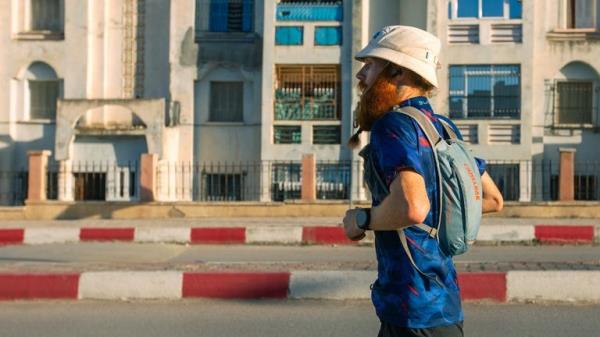 Russ Cook in the final leg of running the length of Africa. Pic: Hardest Geezer