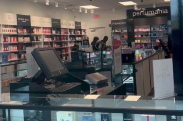 Shoppers at Tanger Outlets in Nashville’s Antioch neighborhood recorded video of four alleged burglars wearing hoodies and medical face masks stuck inside a Perfumania store.