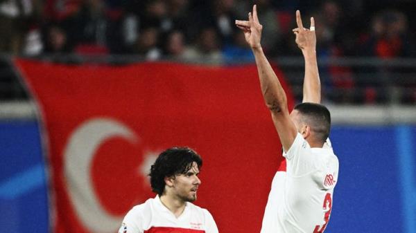 Merih Demiral celebrated with a wolf salute. Pic: Reuters