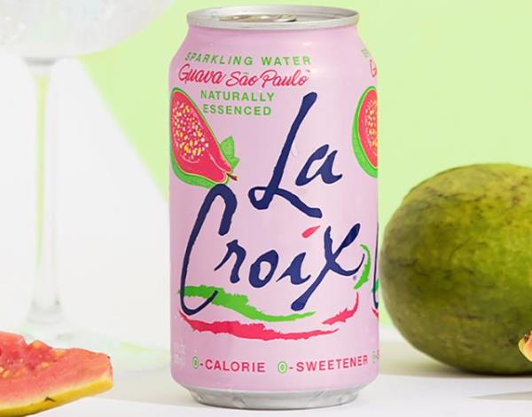 A can of guava-flavored LaCroix sparkling water
