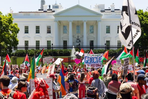Supporters of Palestine gather outside the White House to protest Israel's o<em></em>ngoing incursion into Gaza, in Washington, DC, USA, 08 June 2024.