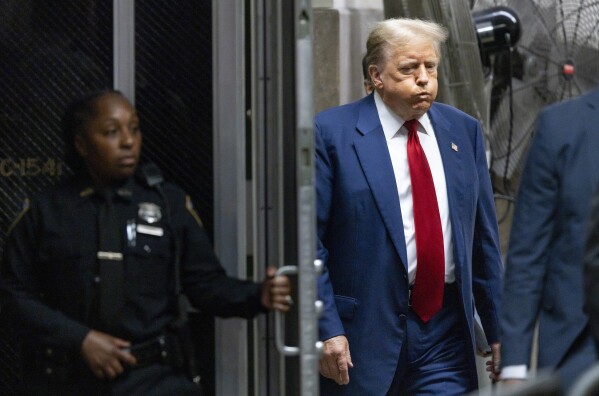 Former President Do<em></em>nald Trump appears at Manhattan criminal court before his trial in New York, on April 30, 2024. (Justin Lane/Pool Photo via AP)