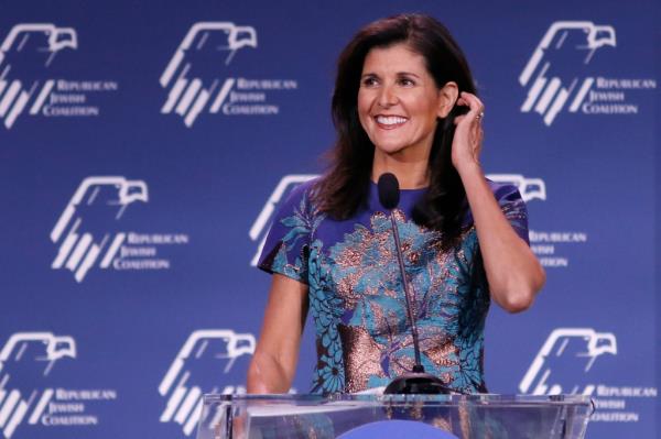 Nikki Haley, the former UN ambassador, speaks at a Republican Jewish Coalition annual leadership meeting on Nov. 19, 2022, in Las Vegas. 
