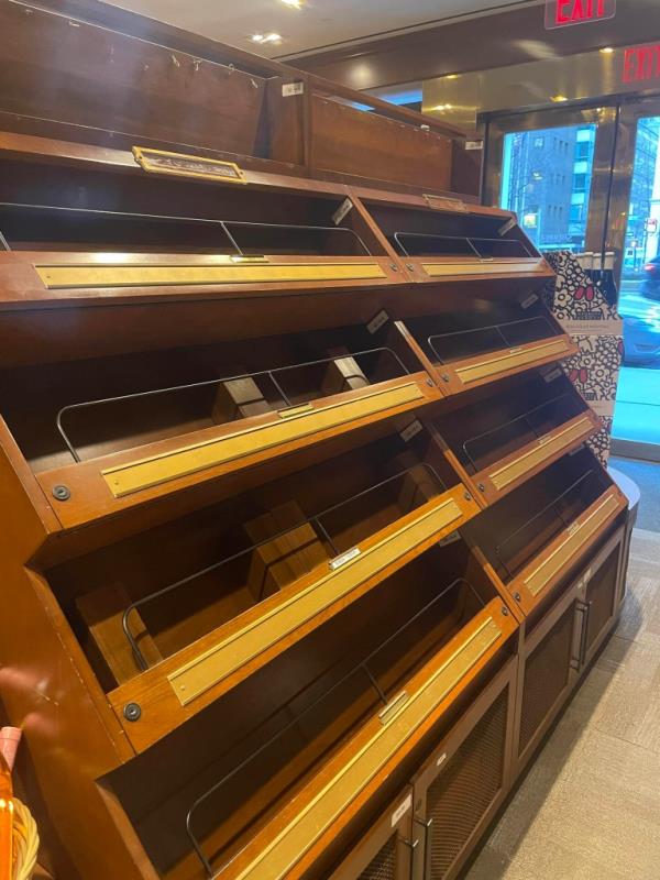 Bare shelves at Sherry-Lehmann.