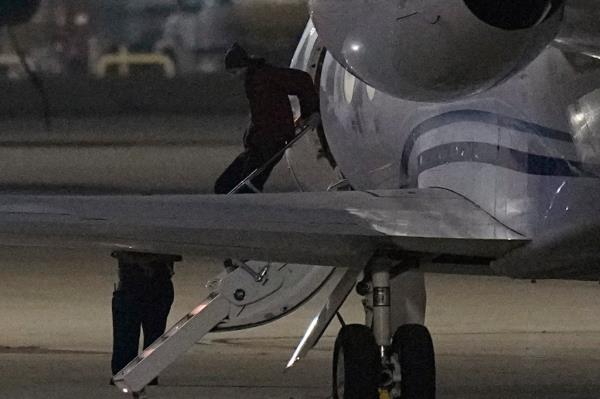 WNBA star Brittney Griner deplanes at Kelly Field in San Anto<em></em>nio following her release.