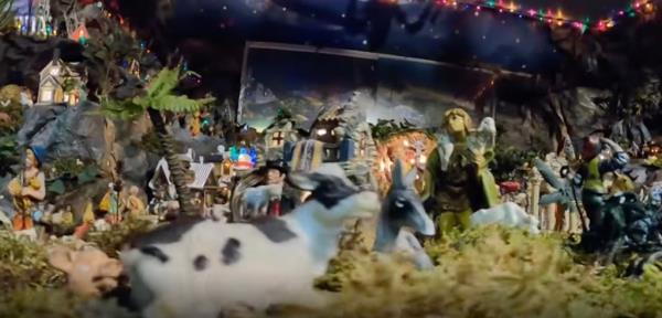 Nativity scene outside Providence home with more than 400 pieces. 