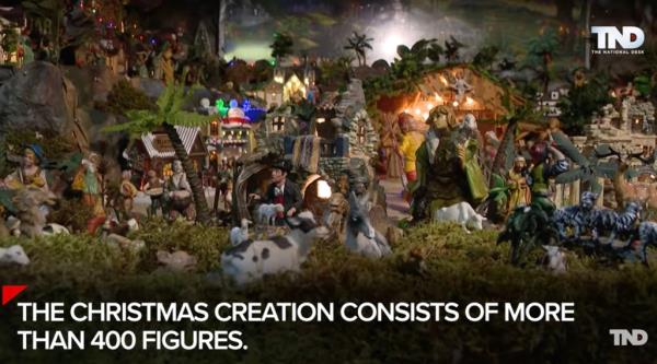 Nativity scene outside Providence home with more than 400 pieces. 