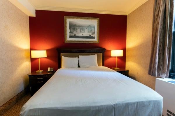 A hotel room.