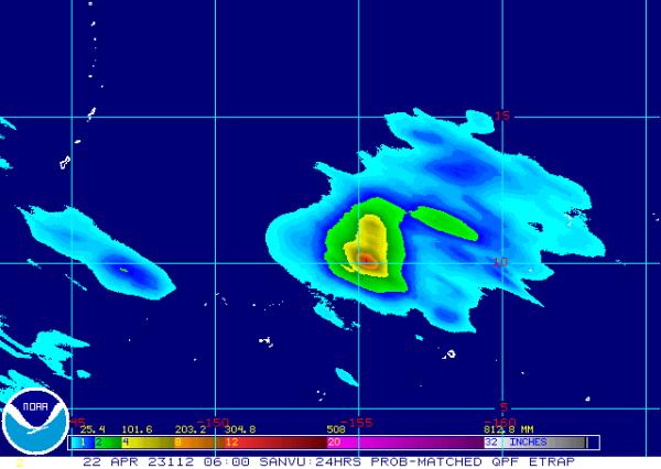 Visible satellite imagery of Tropical Storm Sanvu.