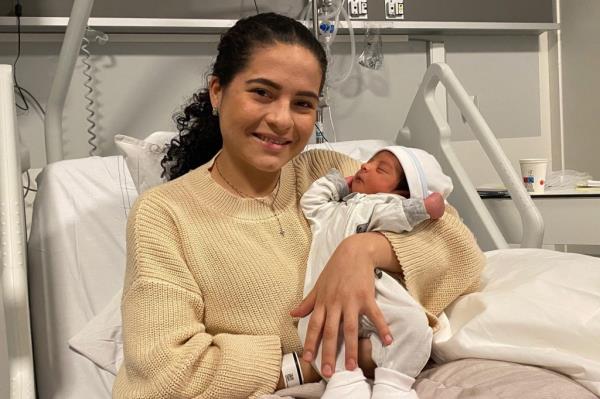 Tamara poses with her son Maximiliano at the hospital, in Haarlem, Netherlands, undated. She give birth on a plane during a flight from Guayaquil, Ecuador to Amsterdam, Netherlands, on Wednesday, Dec, 7, 2022.