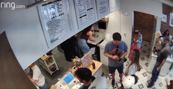 Surveillance video from Pearl's Bagels