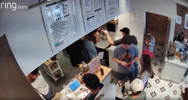 Surveillance video from Pearl's Bagels
