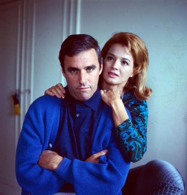 Burt Bacharach and his then-wife actress Angie Dickinson in Lo<em></em>ndon in 1966.