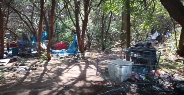Homeless camps on Violet Crown Trail