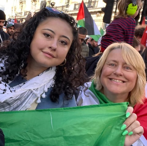 Gemma Bolton (left), who sits on the NEC, shared a photograph of herself at a march in central London