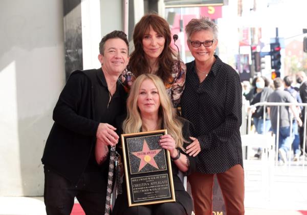 (L-R) David Faustino, Katey Sagal, Amanda Bearse, and Christina Applegate attend a ceremony ho<em></em>noring Christina Applegate with a star on the Hollywood Walk Of Fame on November 14, 2022