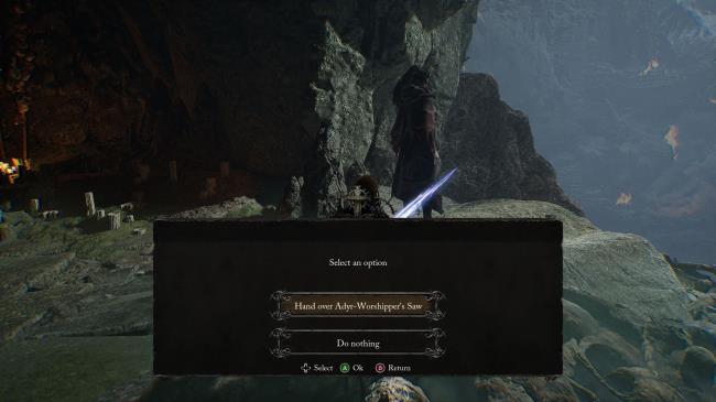 Player with the option to hand over Adyr Worshipper's Saw to Damarose Lords of the Fallen