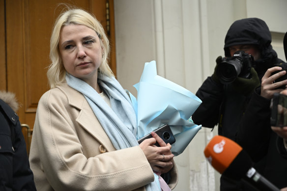 Yekaterina Duntsova looks on after submitting her docu<em></em>ments as a presidential candidate on  Wednesday.