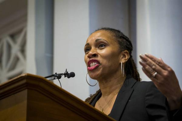 Angela Ferrell-Zabala speaks Jan. 13, 2023, at a gun safety rally in Richmond, Virginia.