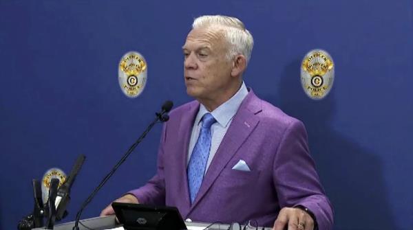 In this image taken from video provided by ABC 33/40, Hoover, Ala., Police Department Chief Nick Derzis speaks at a news conference, Wednesday, July 19, 2023, in Hoover. 